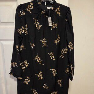 J Crew Floral Printed Ruffle Neck Shift Dress